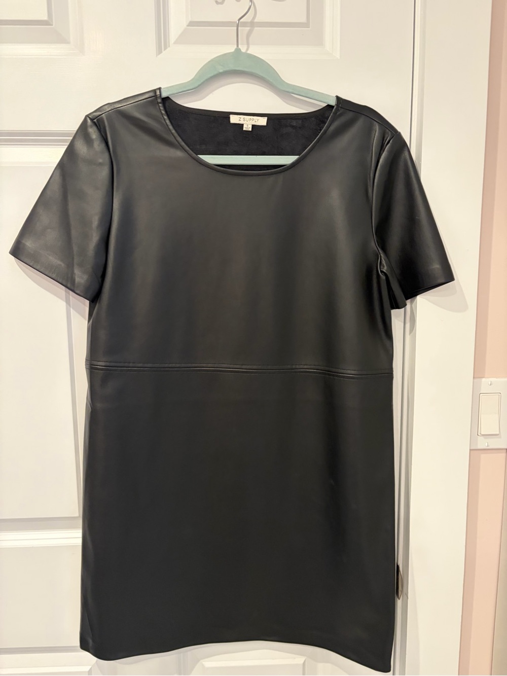 Z Supply Black Faux Leather Mini Dress
